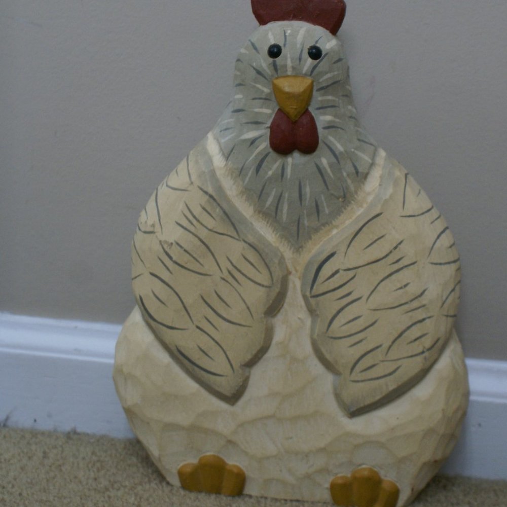James Hadden Collection Wood Chicken Hen Hand Carved Hand Painted Shelf Sitter